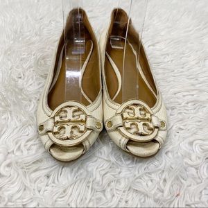 Tory Burch Off White Miller Leather Wedge Heel